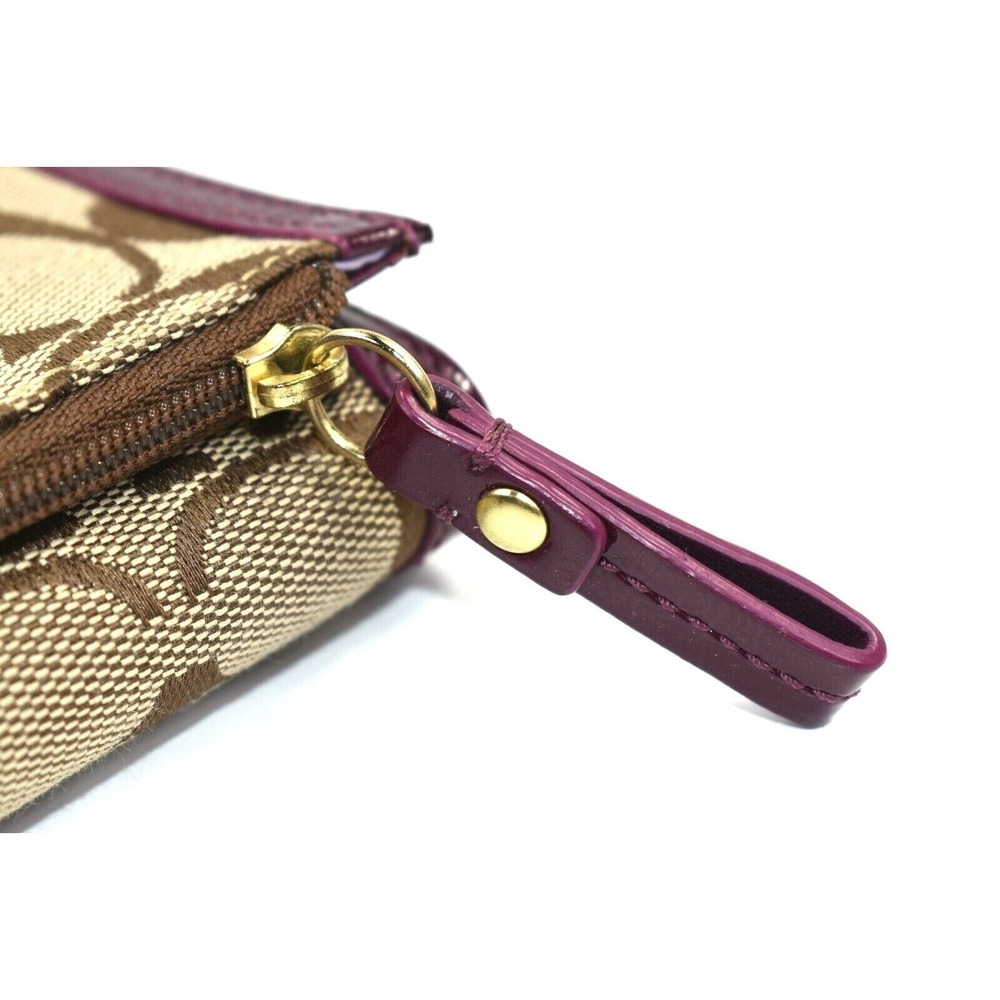 Coach Signature Collection Wallet Brown Purple Woven Jacquard Leather NWT - Picture 4 of 11